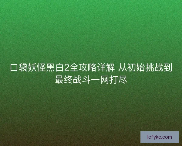 口袋妖怪黑白2全攻略详解 从初始挑战到最终战斗一网打尽 口袋妖怪黑白2全攻略详解 从初始挑战到最终战斗一网打尽
